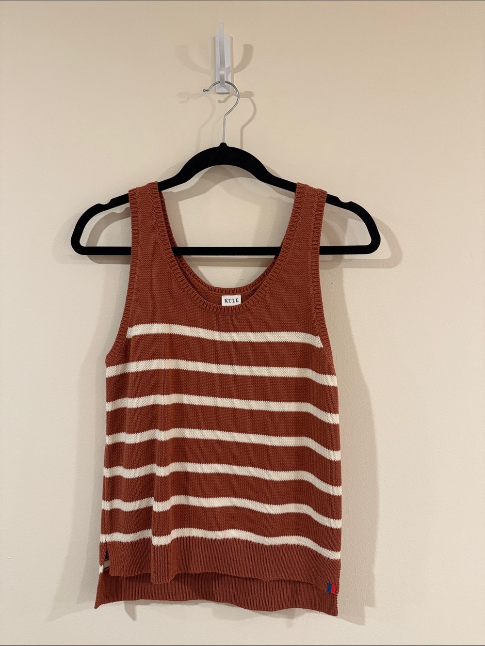 KULE Rust and Cream Striped Knit Tank